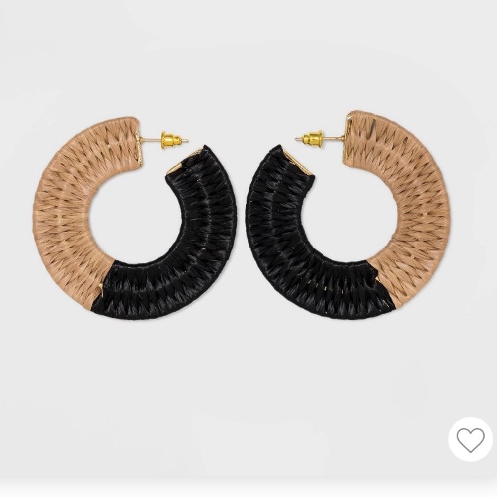 NWT Raffia color block hoop earrings